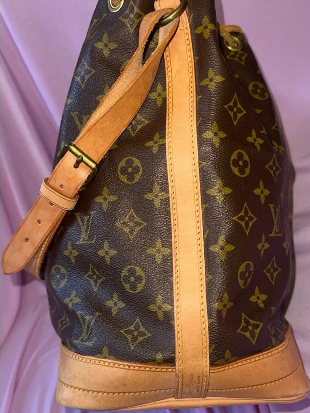 Louis Vuitton Monogram Drawstring Hobo Bag in Brown and Tan
